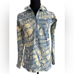 Nike Pro Abstract Print Blue Half Zip Long Sleeve Athletic Pullover Size Medium